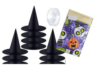 Halloween Party Decor 10 Piece Hanging Witch Hats Oval 60x84 Table Cloth